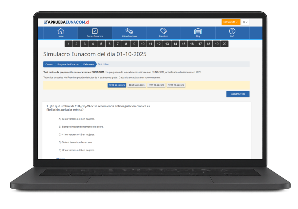 Plataforma Eunacom en portátil